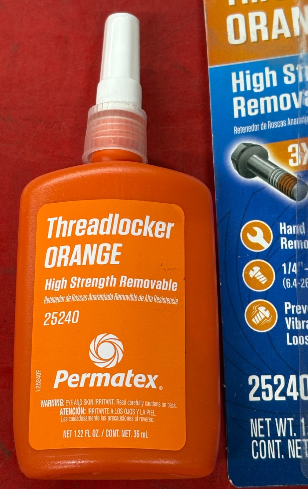 PERMATEX 25240 HIGH STRENGTH REMOVABLE THREADLOCKER ORANGE 3x STRONGER THAN BLUE