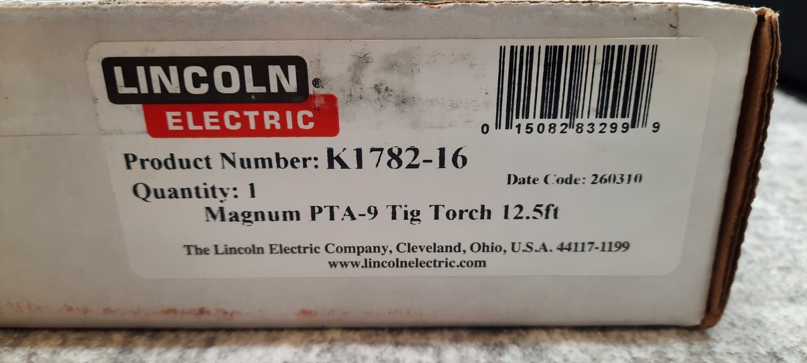 Lincoln Electric K1782-16 Magnum PTA-9 TIG Torch 12.5 ft Open Box