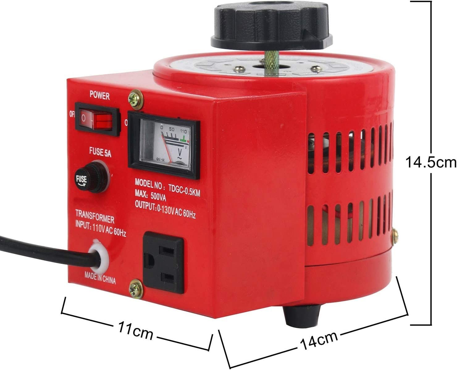 Voltage Transformer 5 Amp Auto AC Variable Voltage Regulator 500VAC 0-130VAC