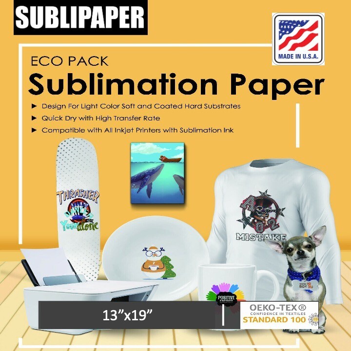 50 Sheets 13″x19″ Heat Sublimation Transfer Paper for Inkjet Dye Sub Printers