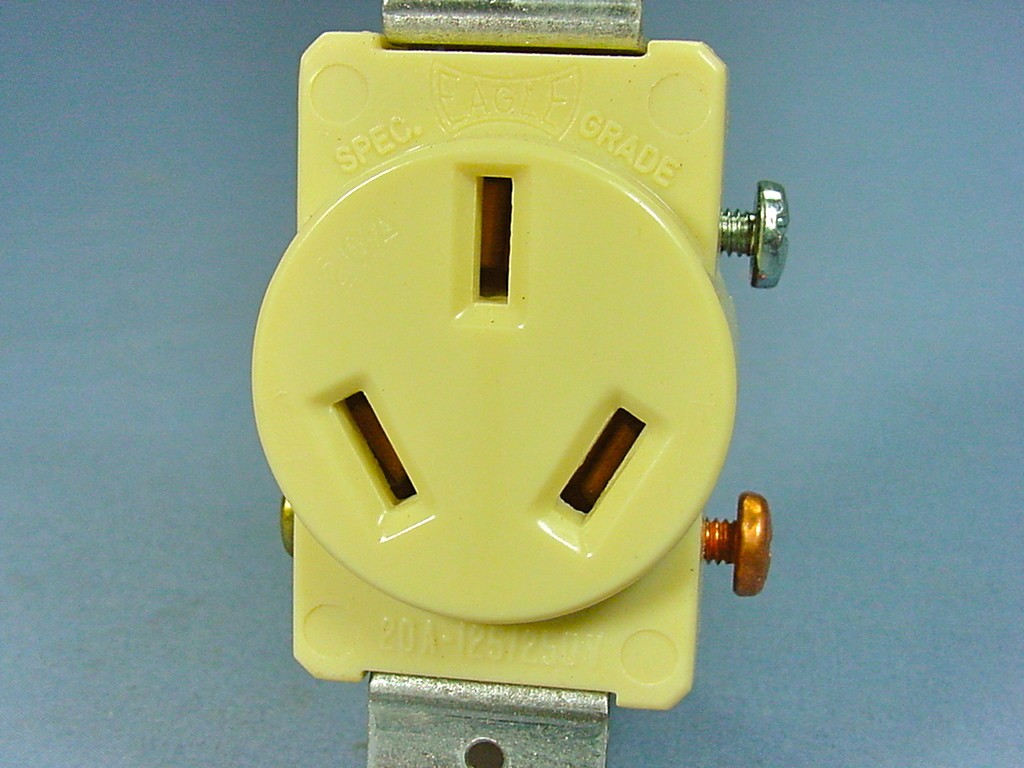Cooper 805V Ivory Single Outlet 20A Receptacle NEMA 10-20R 125/250V Commercial