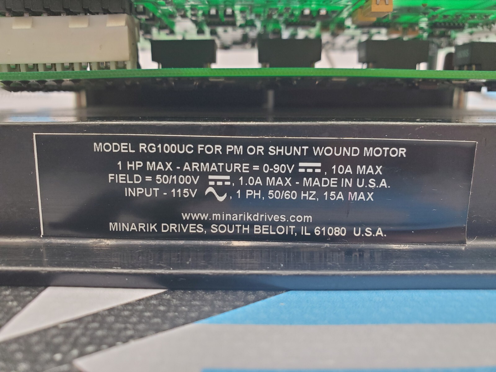 TESTED Minarik RG100UC Motor Drive Board 115V 1Ph 50/60Hz 15A Max