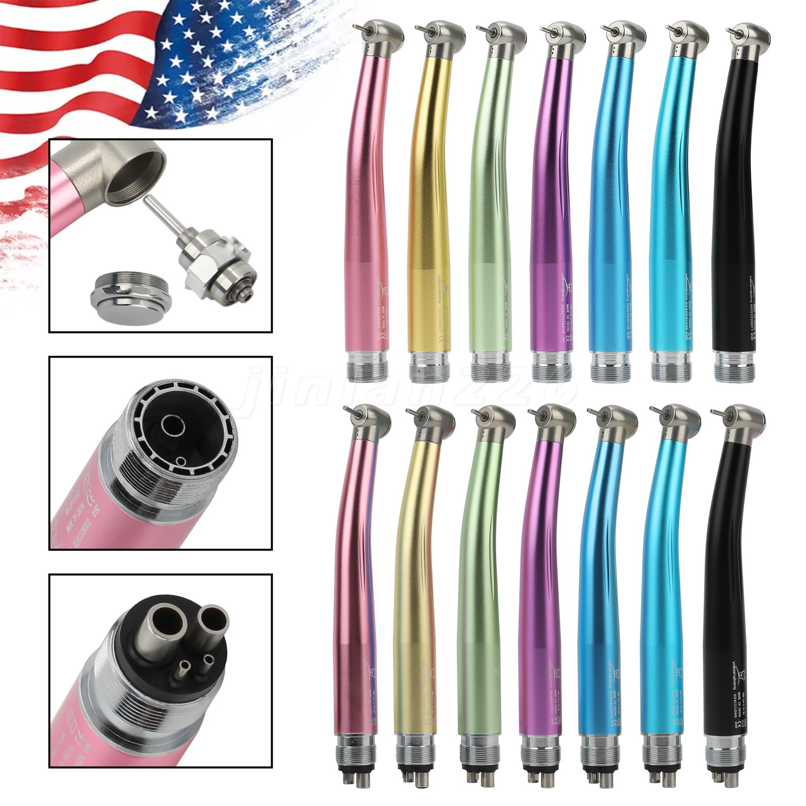 7 Color Dental High Speed Handpiece Push Button Turbine 2/4H NSK Pana Max Style