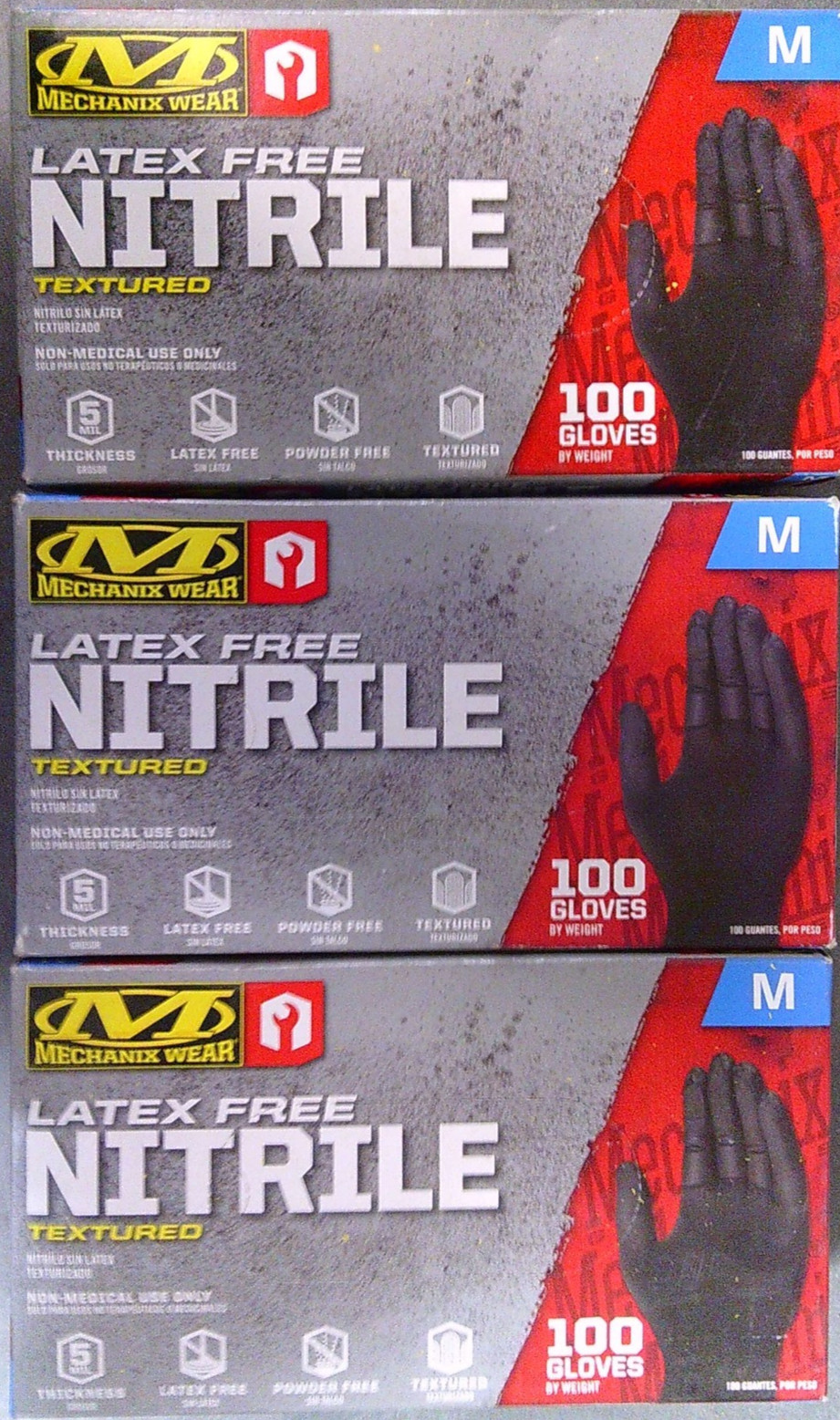 CASE OF 1,000 Mechanix Wear: Med Latex Free 5 Mil Nitrile Textured Gloves Black