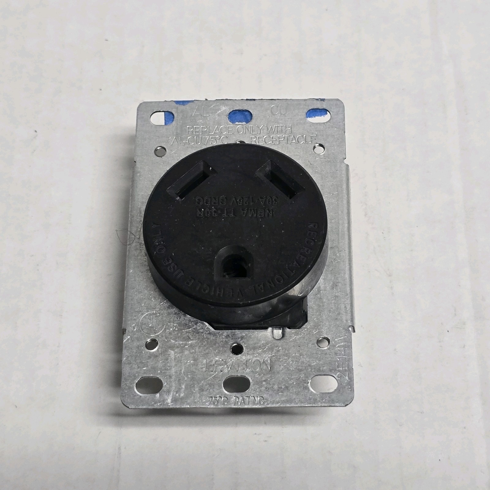 Leviton 30 amps 125 volt Black Outlet TT-30R 7313 Power Receptacle Flush Mount