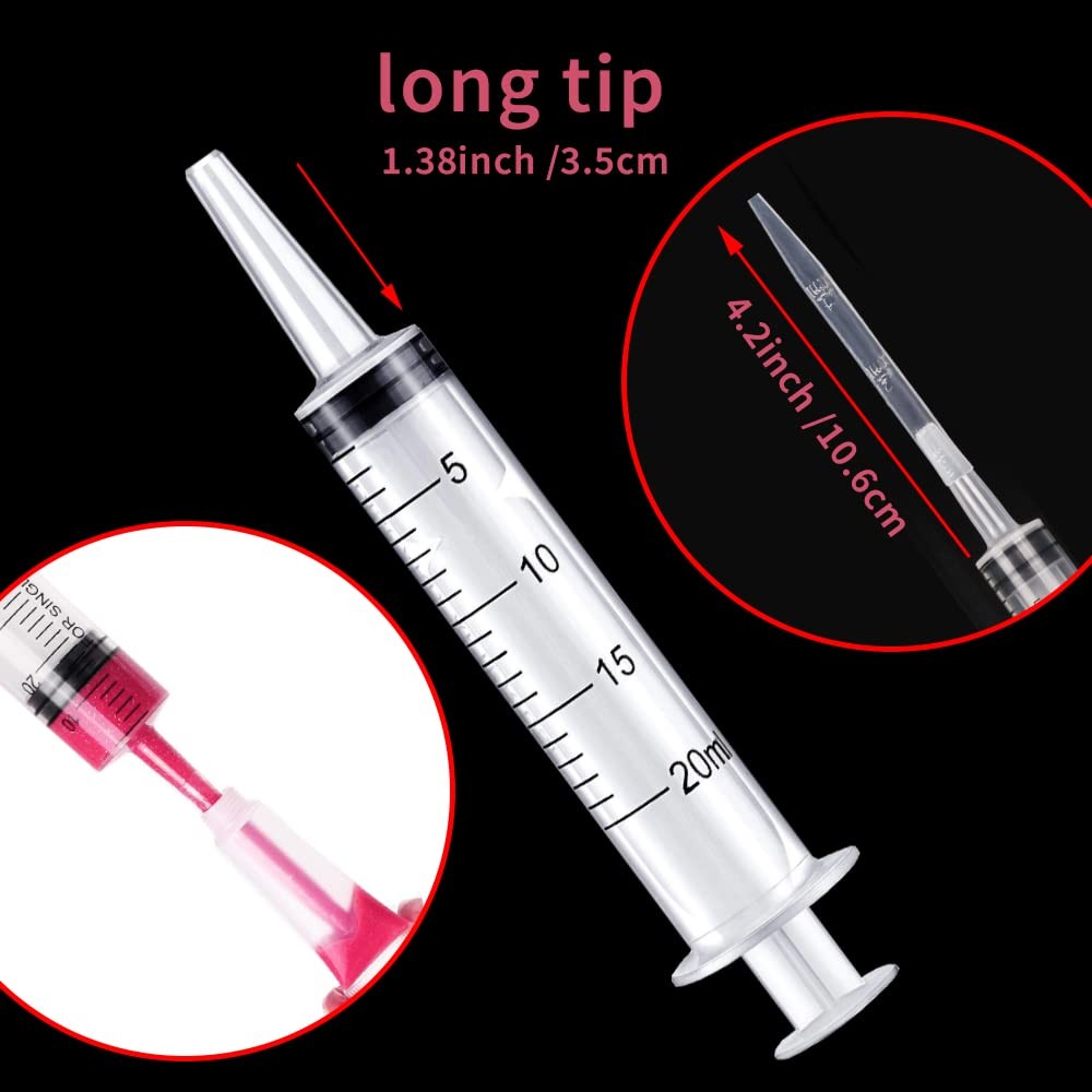 4 Pack 20mL Syringes for Lip Gloss Making Supplies Liquid 20ml-4Pack, CLEAR