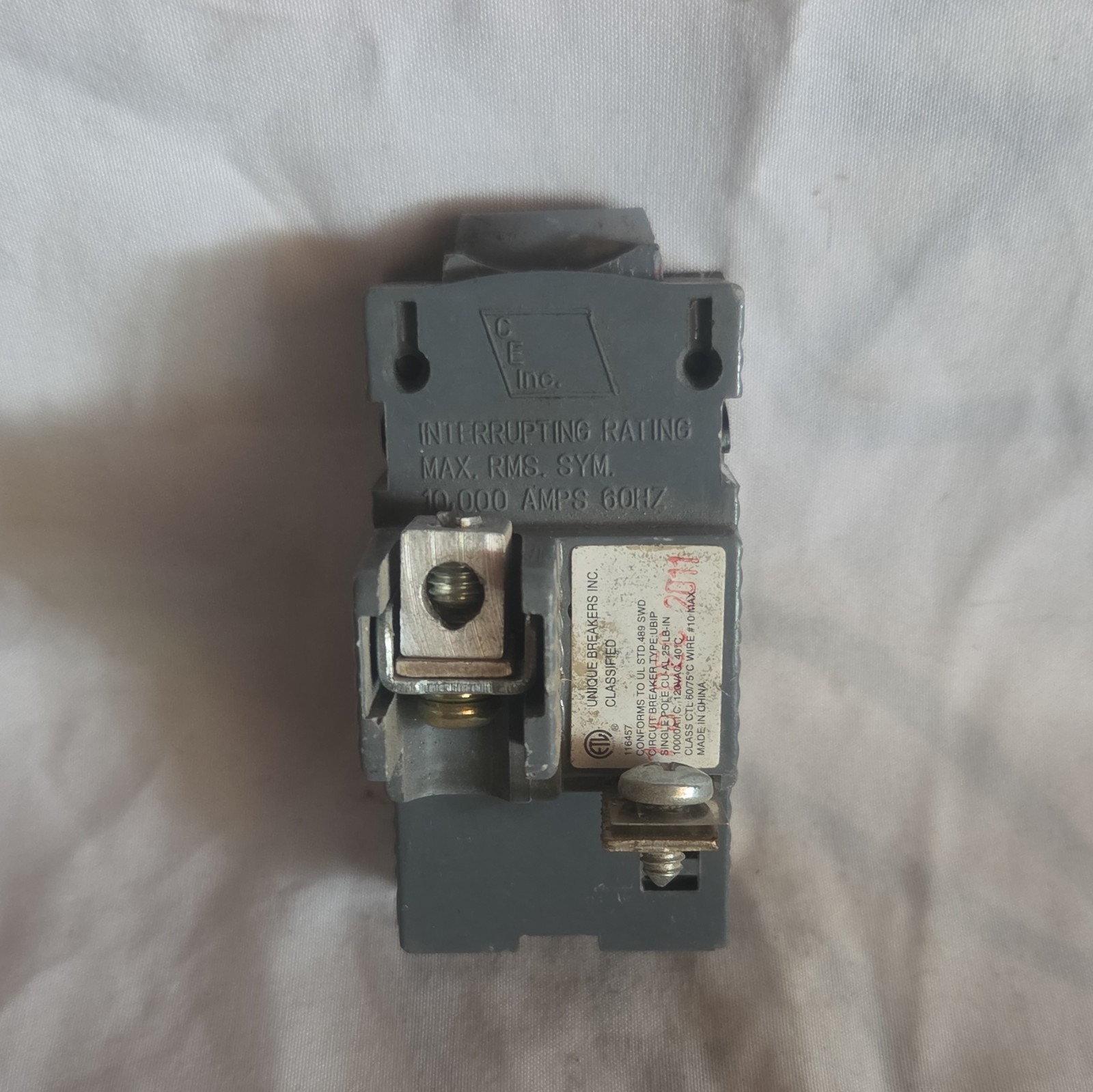 Connecticut Electric UBIP-120 Circuit Breaker 20A 1-Pole 201-250V AC Gray