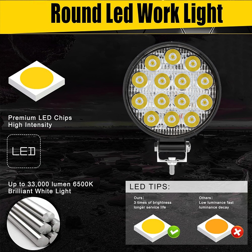 2X LED Tractor Work Lights Flood Light fit Truck,bulldozer,lawn mower,snowplow