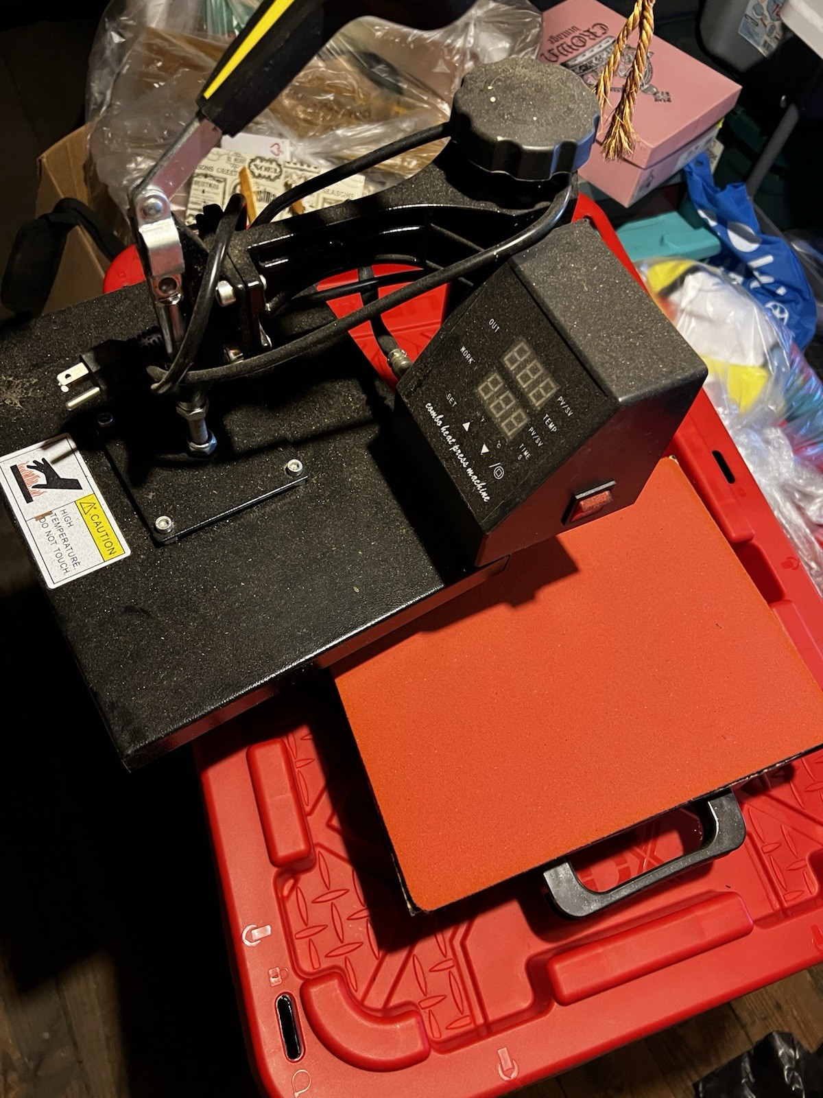 Clamshell Heat Press Machine Manual Metal w/ Digital Display Red Plate