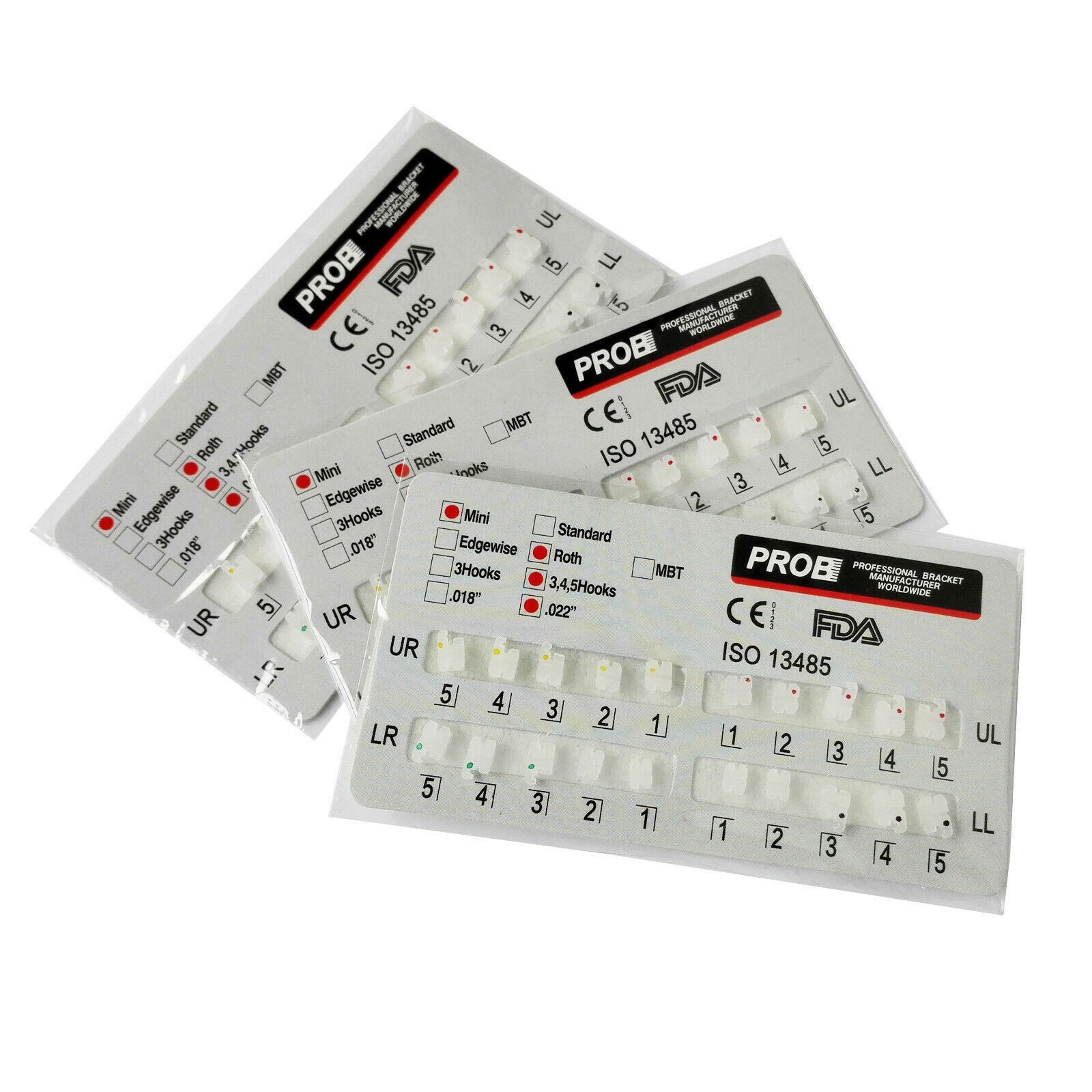 PROB Orthodontic Dental Bracket Ceramic Braces Standard/Mini Roth/MBT 022 3/345H