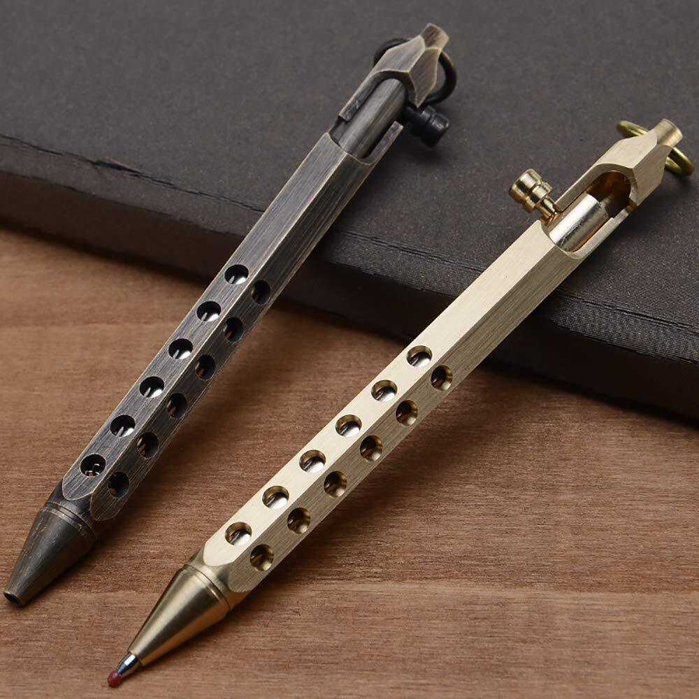 Six-Edge Solid Brass Bolt Action Pen Pocket-Sized for Everyday Use
