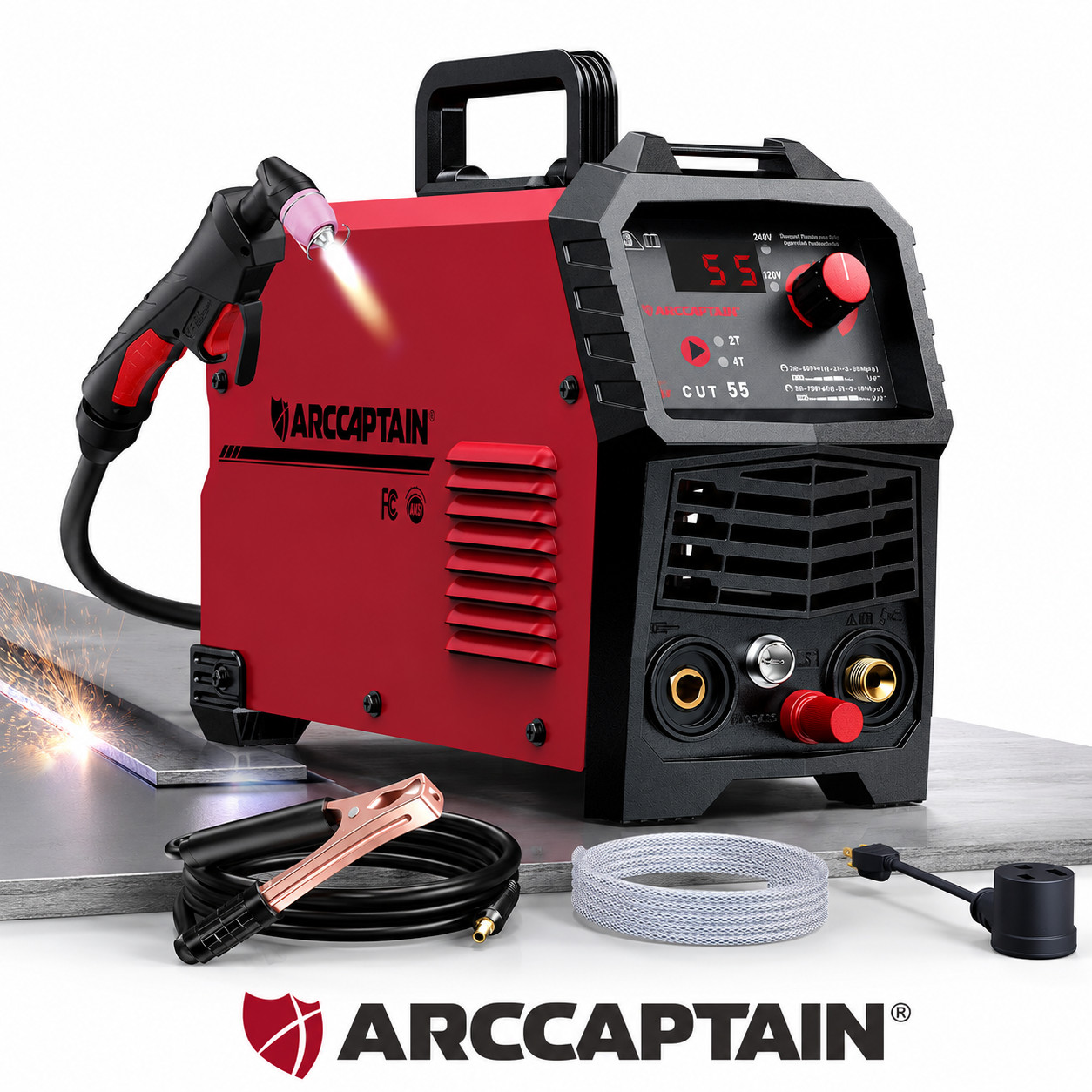 ARCCAPTAIN 55A Plasma Cutter Non-Touch Pilot Arc 120/240V Dual Voltage IGBT 1/2″