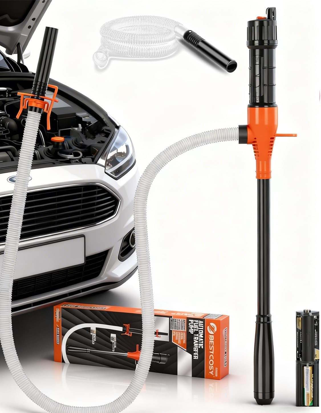 High Flow Portable Fuel Transfer Pump with 47″ Hose – Battery Powered Siphon