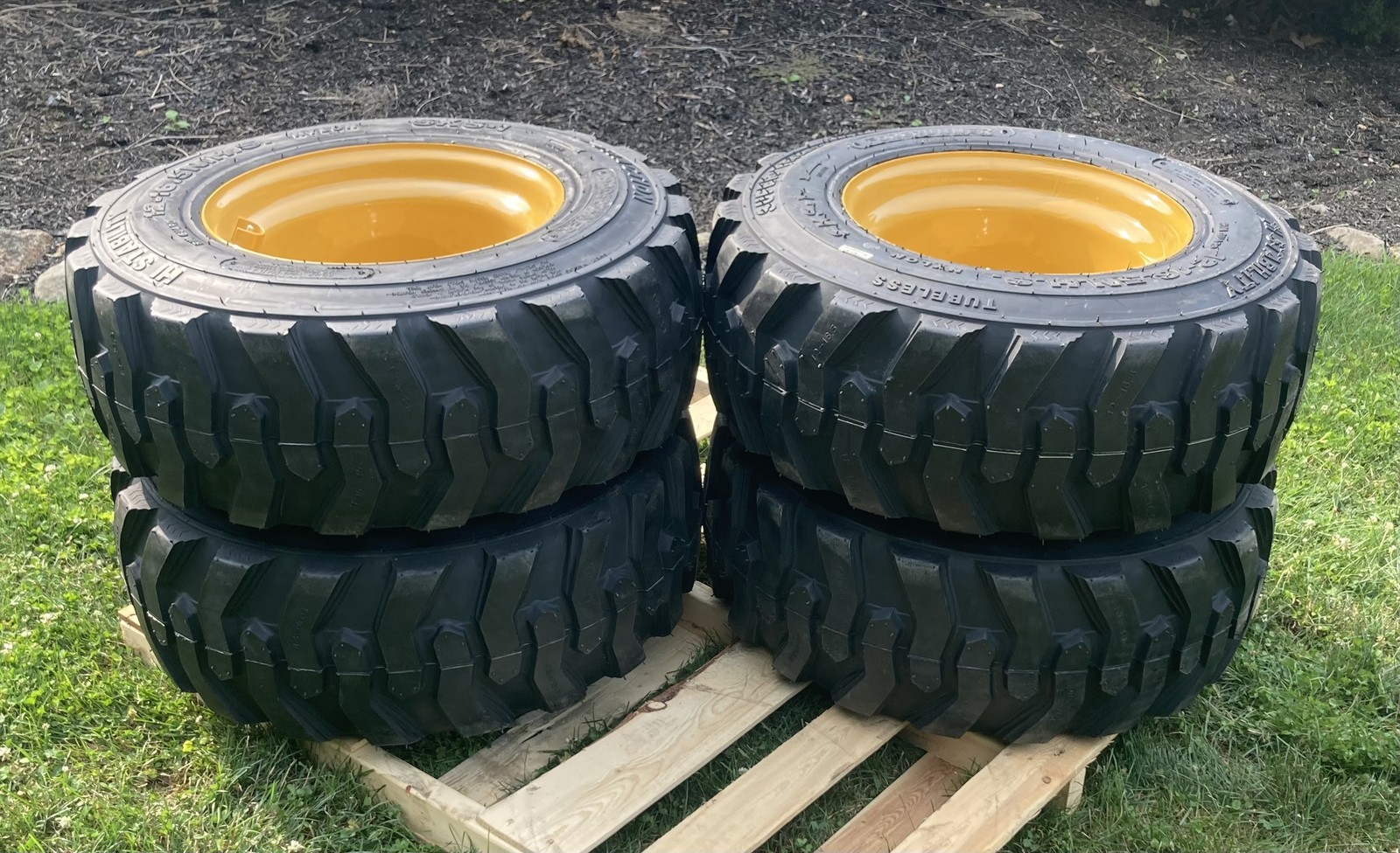 1 or 4-12-16.5 Skid Steer Tires/Rims/Wheels for Caterpillar & more-12X16.5-14PLY