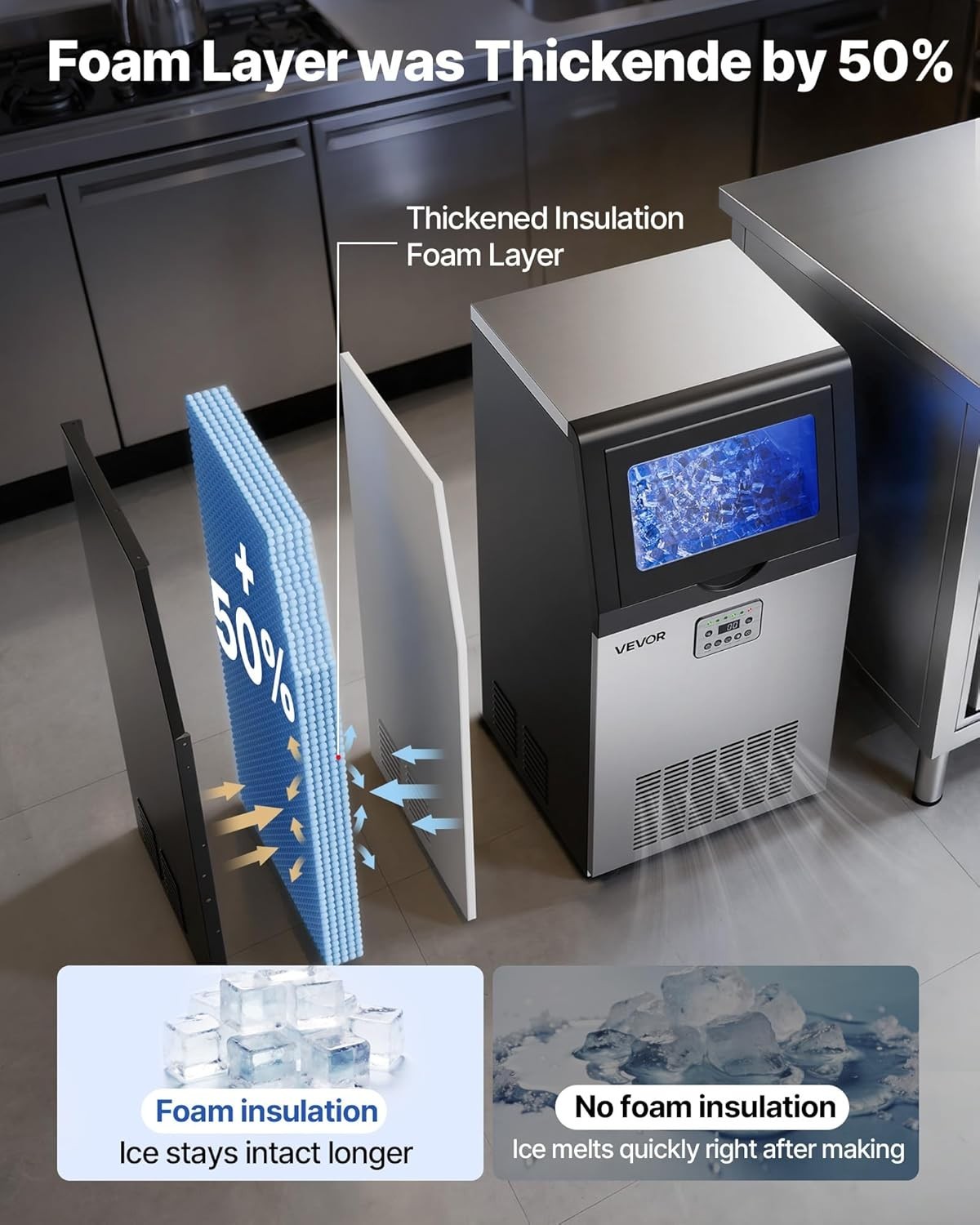 Efficient Ice Production: 120 lbs Per Day Ice Maker with 30 lbs Storage Capacity