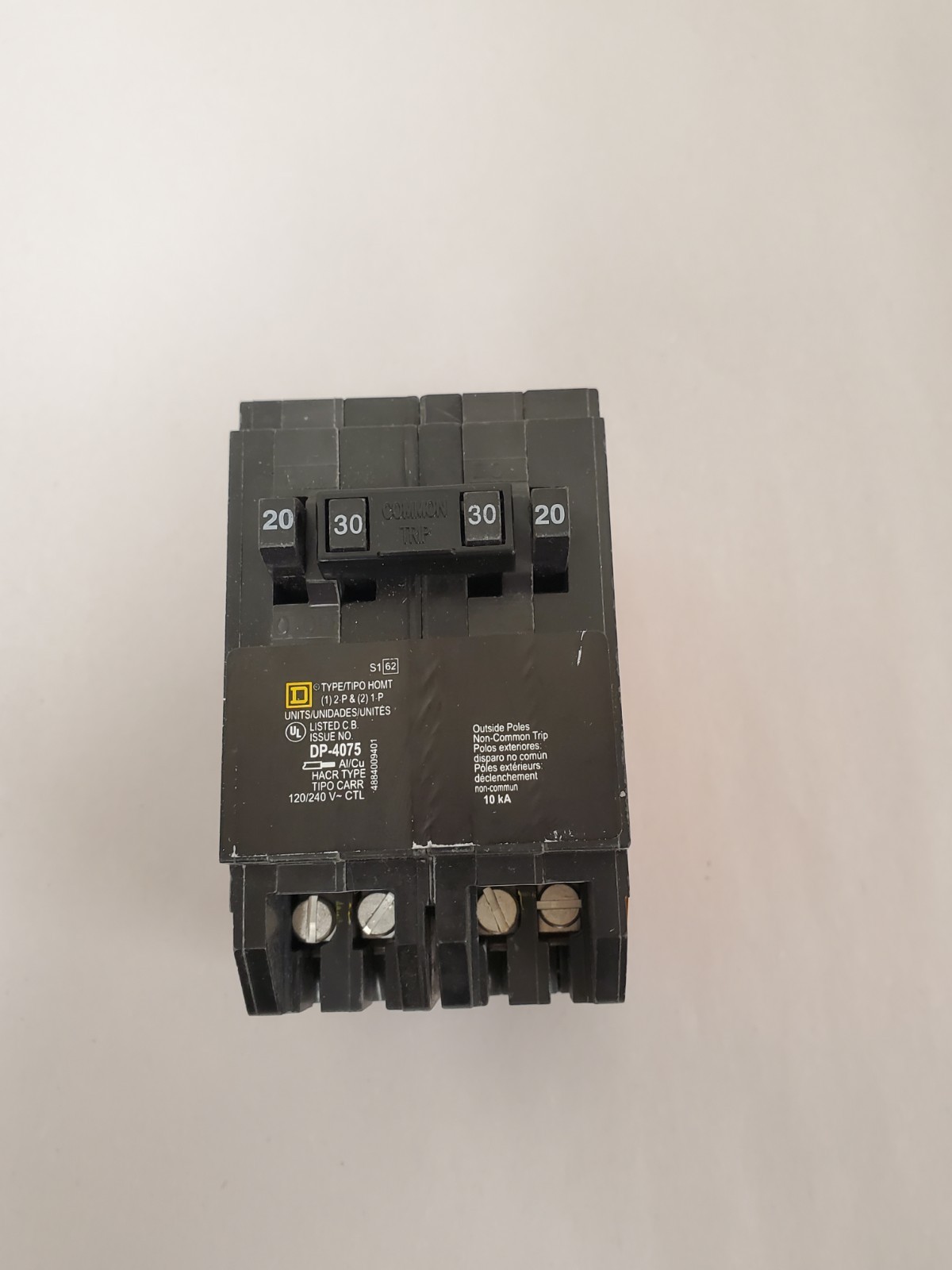 Homeline 2-20 Amp Single-Pole 1-30 Amp 2-Pole Quad Tandem Circuit Breaker