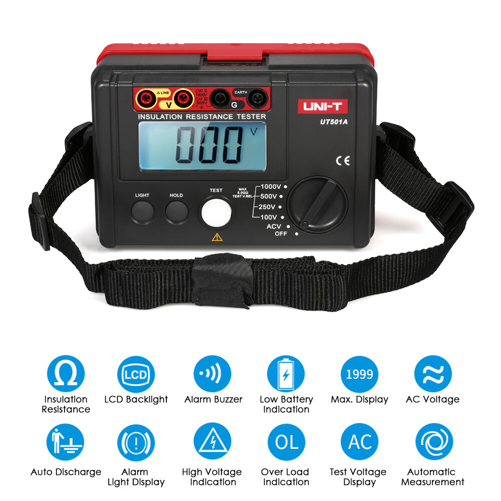 UT501A 1000V Insulation Resistance Meter Ground Tester Megohmmeter L8A4