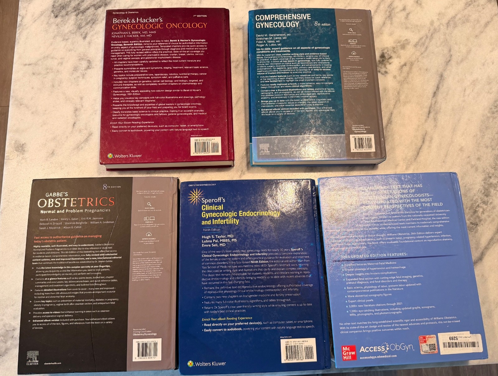 OB/GYN Medical Textbook Lot Williams Obstetrics 26th Speroff Gabbe Berek Compreh