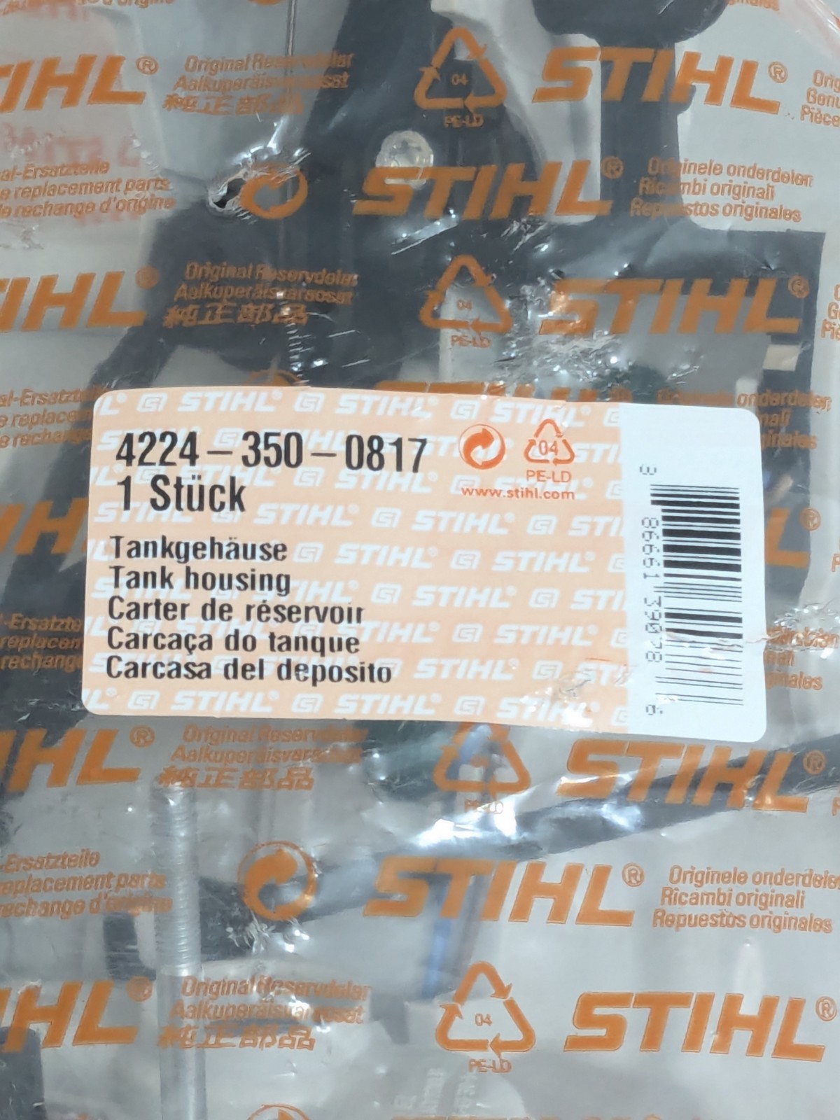 Stihl OEM Tank Housing Assembly TS700, TS800 concrete cut-off saws 4224 350 0817