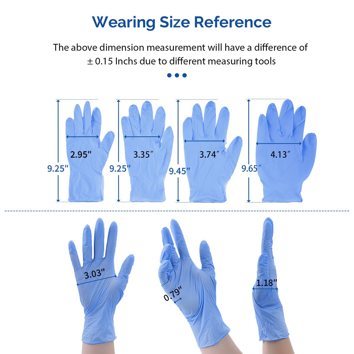 4 Mil Medical Grade Blue Nitrile Exam Latex Free Gloves S/M/L/XL
