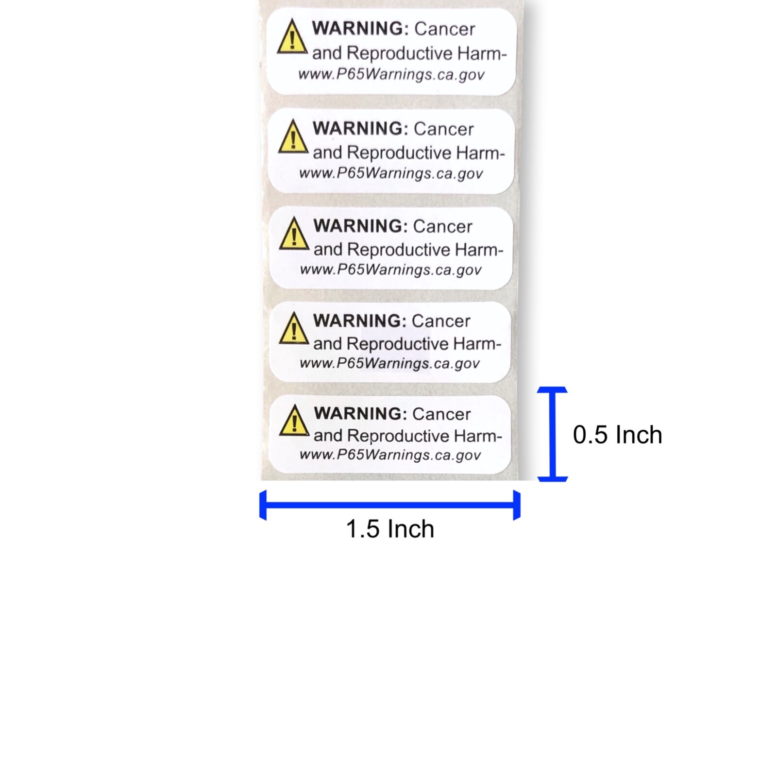 Prop 65 California Warning Labels 500 Count Roll | .5 by 1.5 Inch Size |