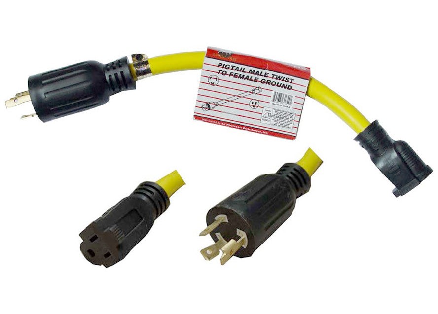 12 Ga Male Twist Lock to Female 120V Plug Power Cord Adaptor Extension Pigtail