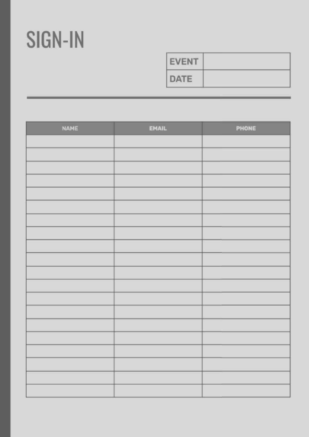 Sign In: Guest Event Register – Visitor Log book for Business – Office…