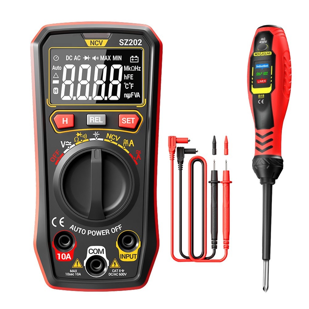 B18 LED Backlit Voltage Pen with Sensor Key Activation and SZ202 Multimeter Kit