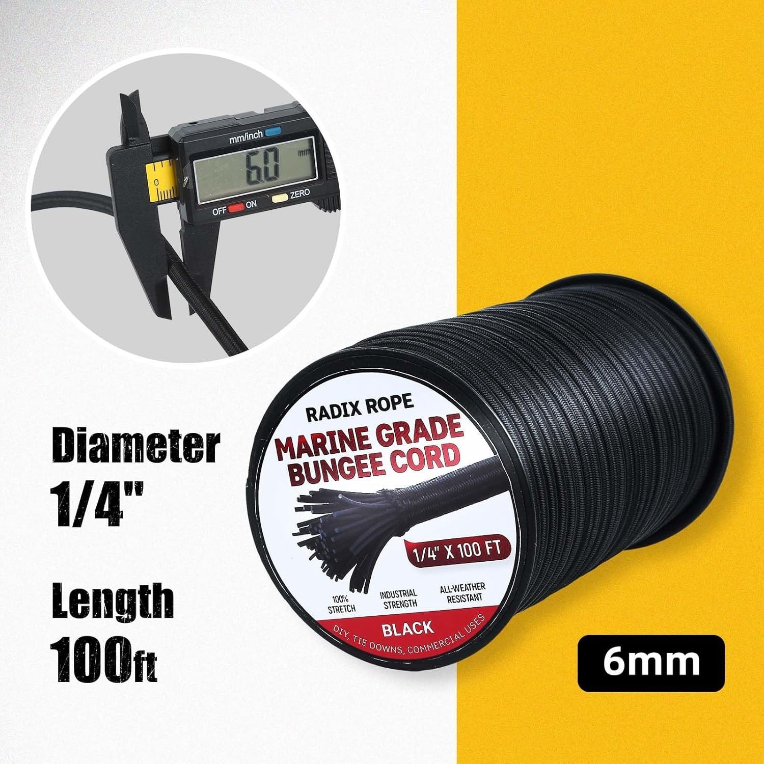 Marine Grade Bungee Cords Heavy Duty Outdoor – Bungee Cord Roll – 100% Stretc…