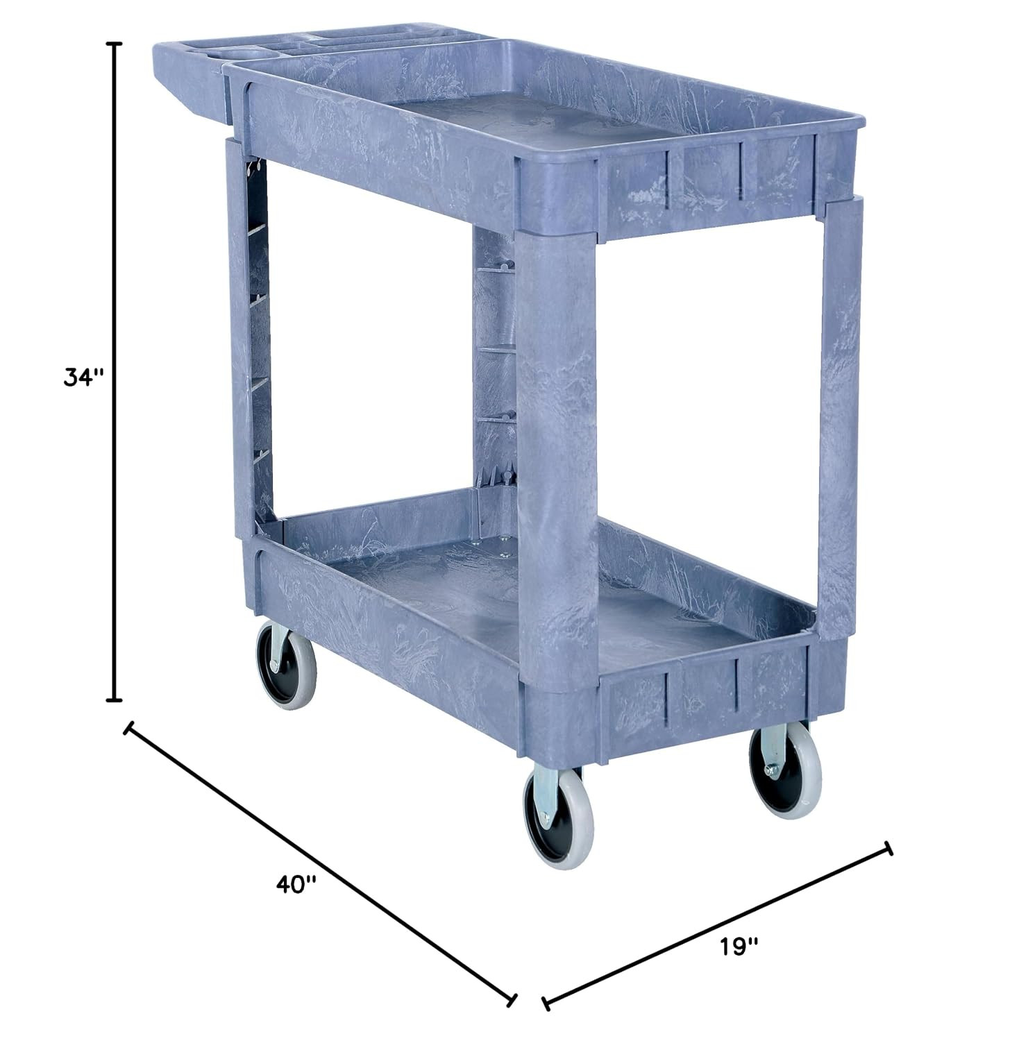 PLSC-2-1731 Plastic Utility Service Cart 2 Shelves 40 In. X 18-1/2 In. X 33-1/2