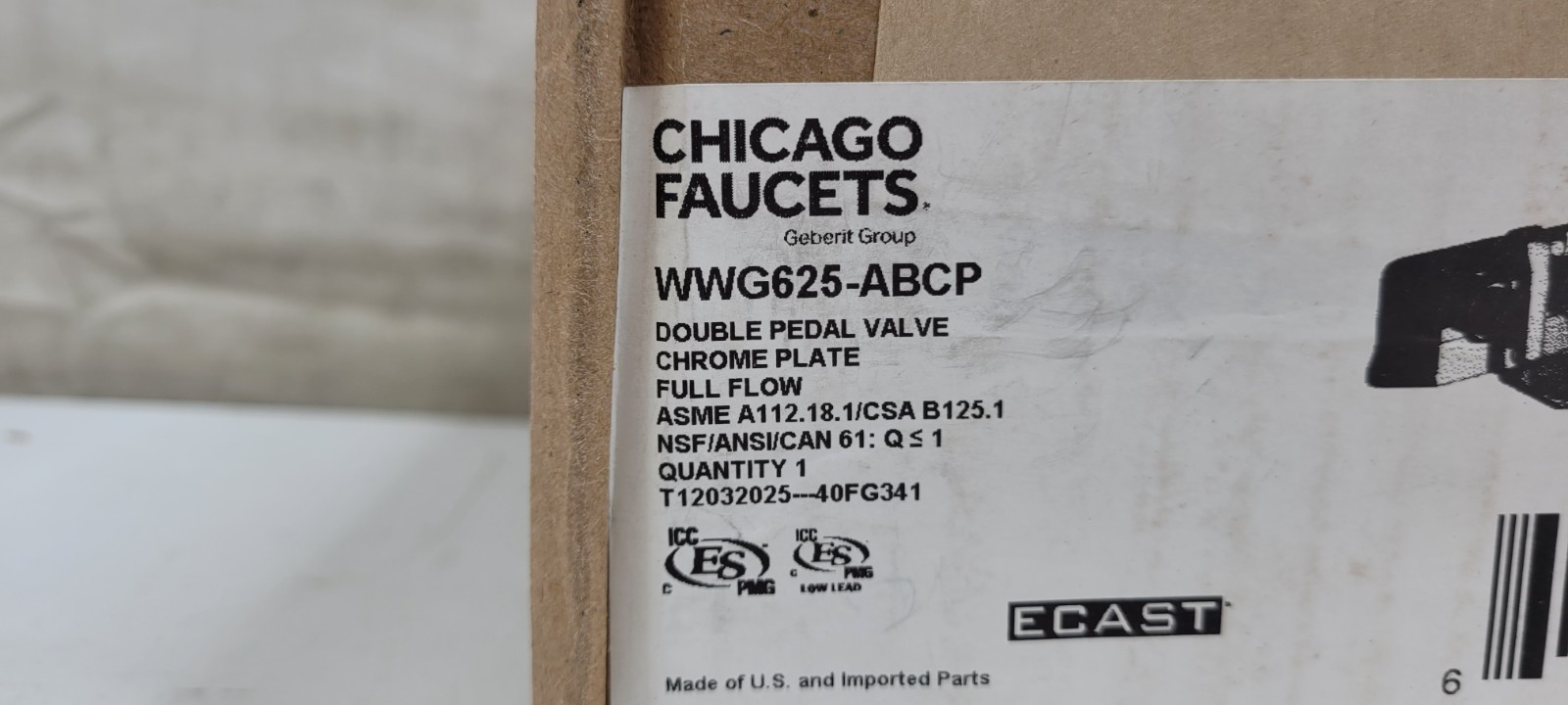Chicago Faucets 625-ABCP Double Foot Pedal Valve Floor Mount Hot Cold Chrome