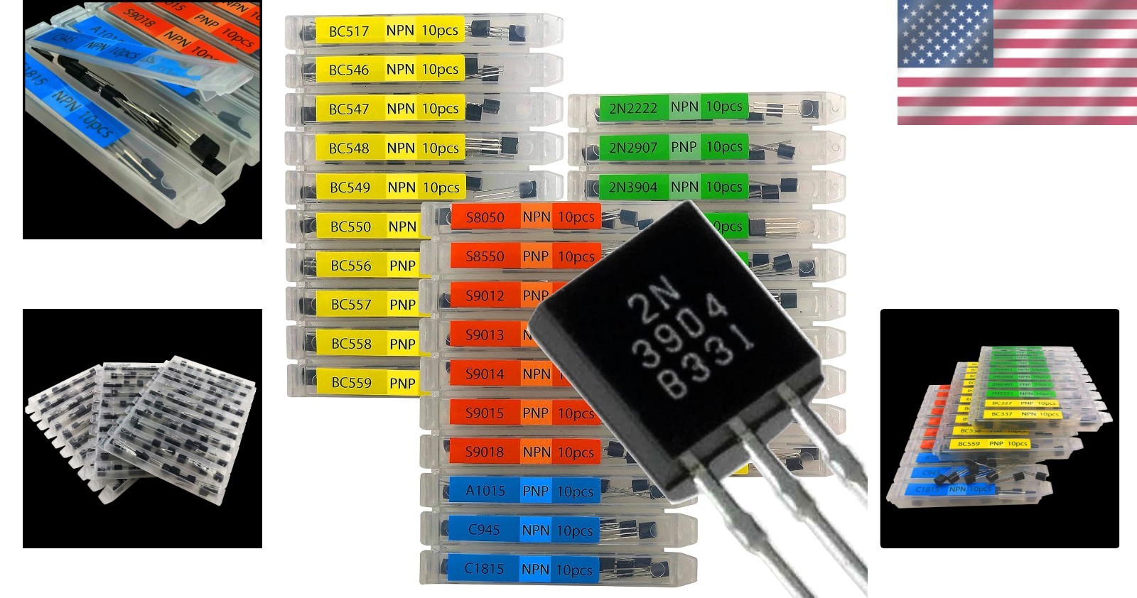 300pcs TO92 Bipolar Transistor Kit – 30 Assorted Models for Electronics Projects