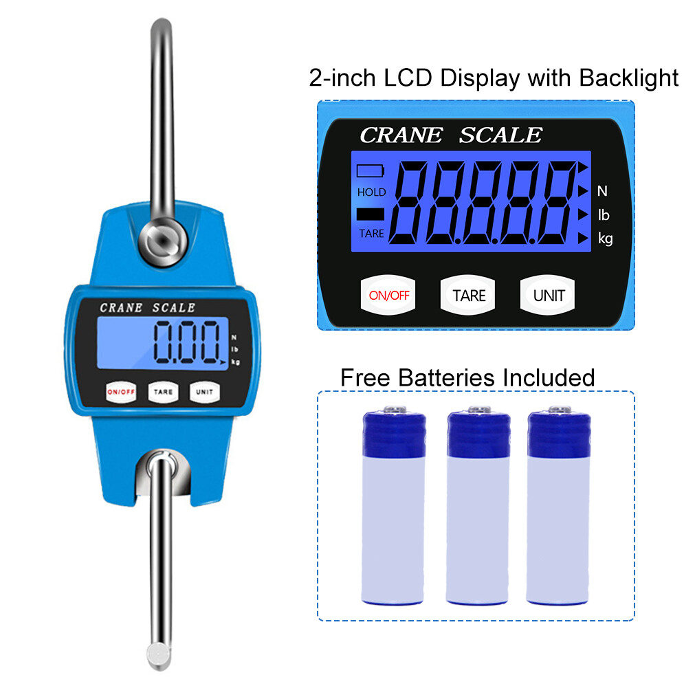 Digital Crane Scale 300 kg/660 lb Industrial Heavy Duty Auto Off Hook Hanging