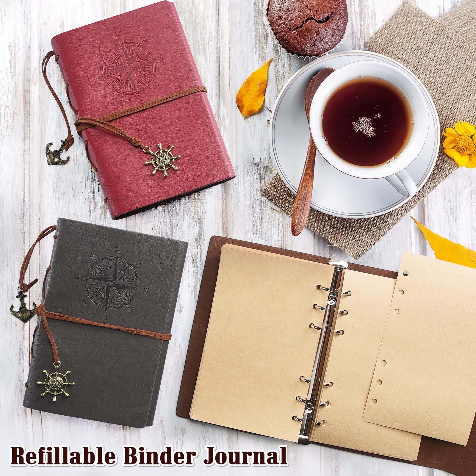 Leather Writing Journal Notebook, MALEDEN Classic Spiral Bound Notebook