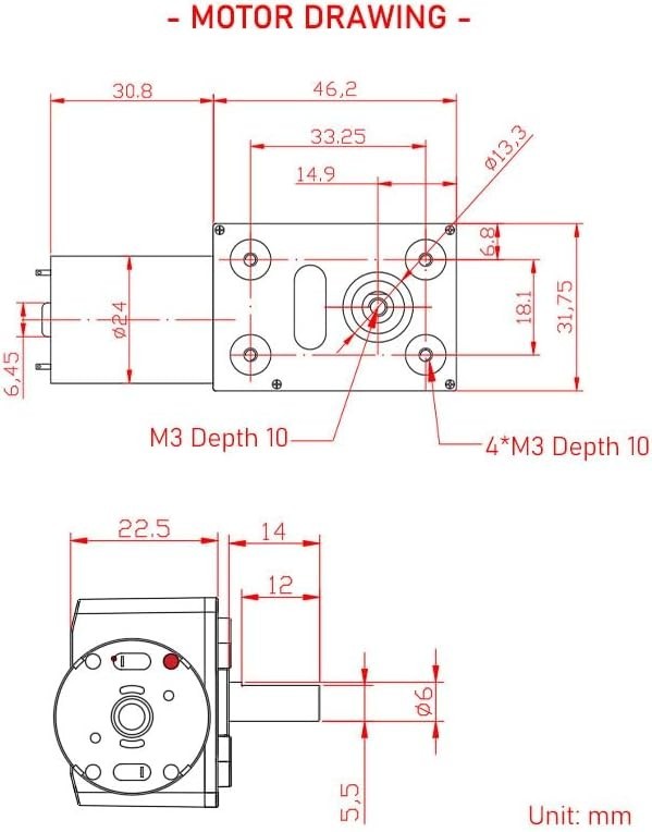 Electric Motor 12V 6rpm for Low Speed Applications
