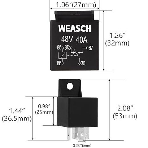 2 Pack Car Relay, 48V 40A, 5 Pin SPDT, Automotive Switches and Starters, Waterpr
