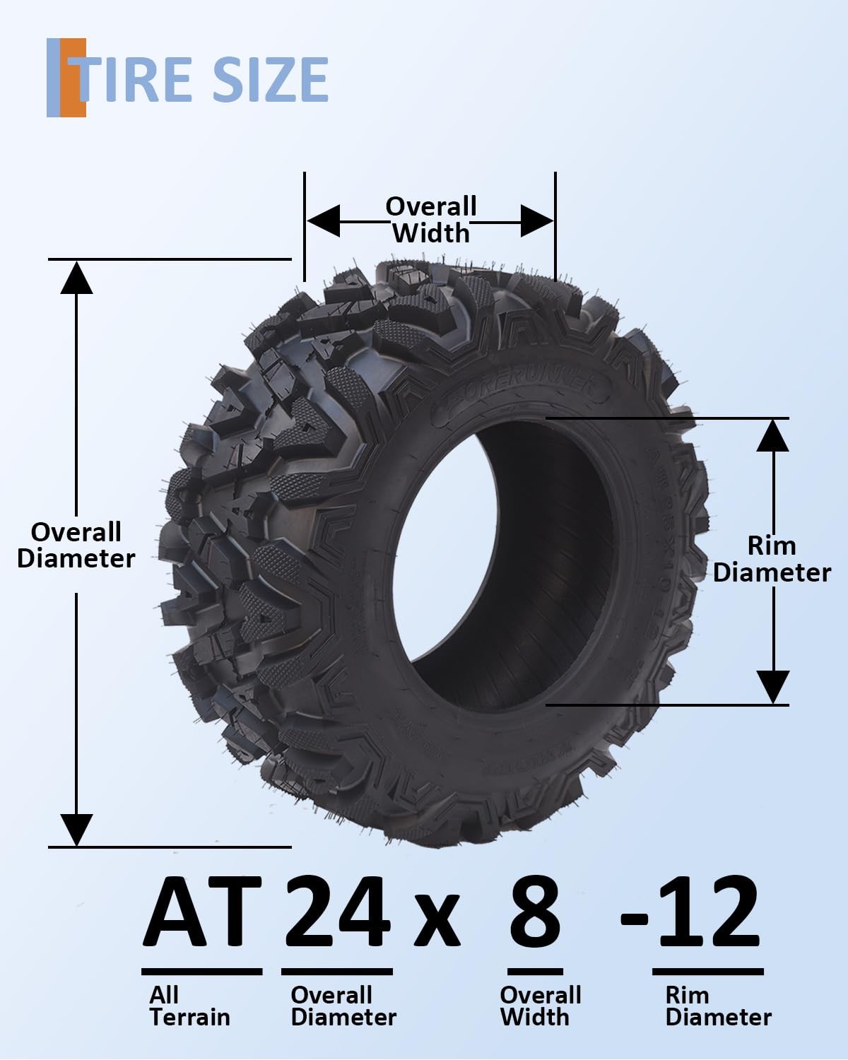 2x 24×8-12 6PR Tubeless ATV UTV All-Terrain Tires Heavy Duty Puncture Resistant