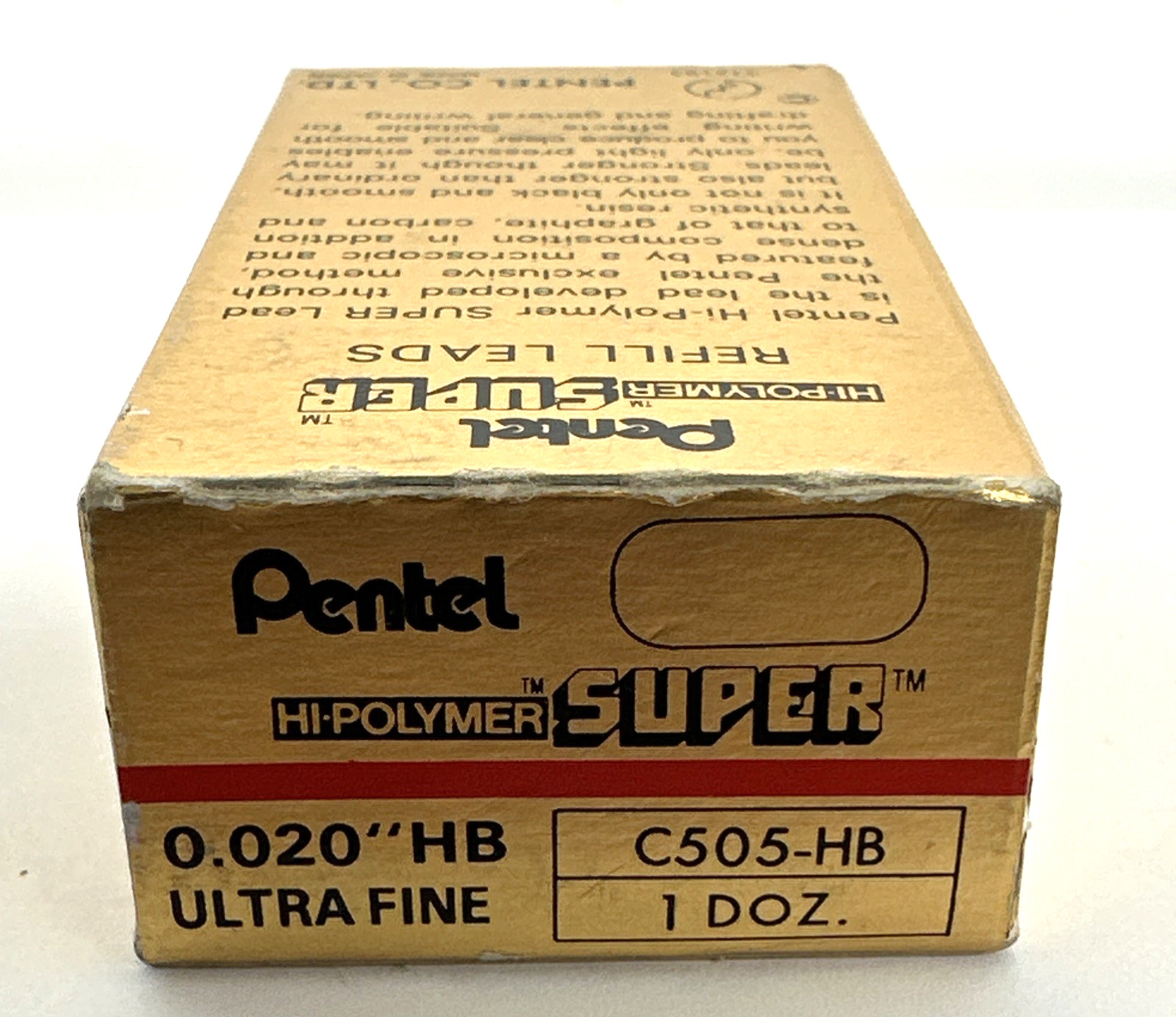 Pentel Super Hi-Polymer Ultra Fine .02″ Lead Refills 0.5mm HB C505-HB 12 Tubes