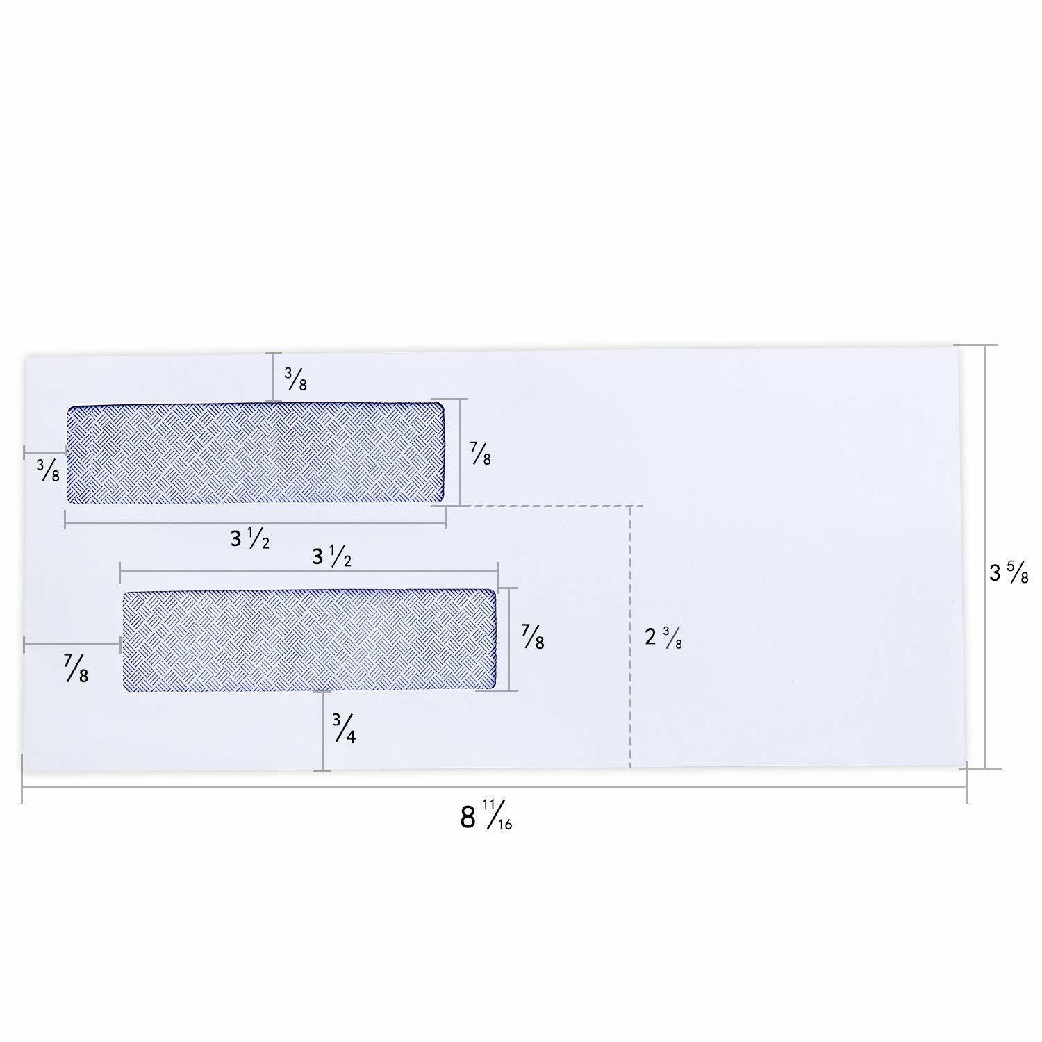 500 Count #8 Double Window Envelopes SELF SEAL Business Mailing 3 5/8″ x8 11/16″
