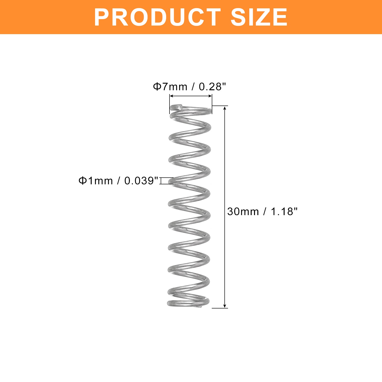 Wire Diameter 0.039″, OD 0.28″, Free Length 1.18″ Mechanical Compressed Spring