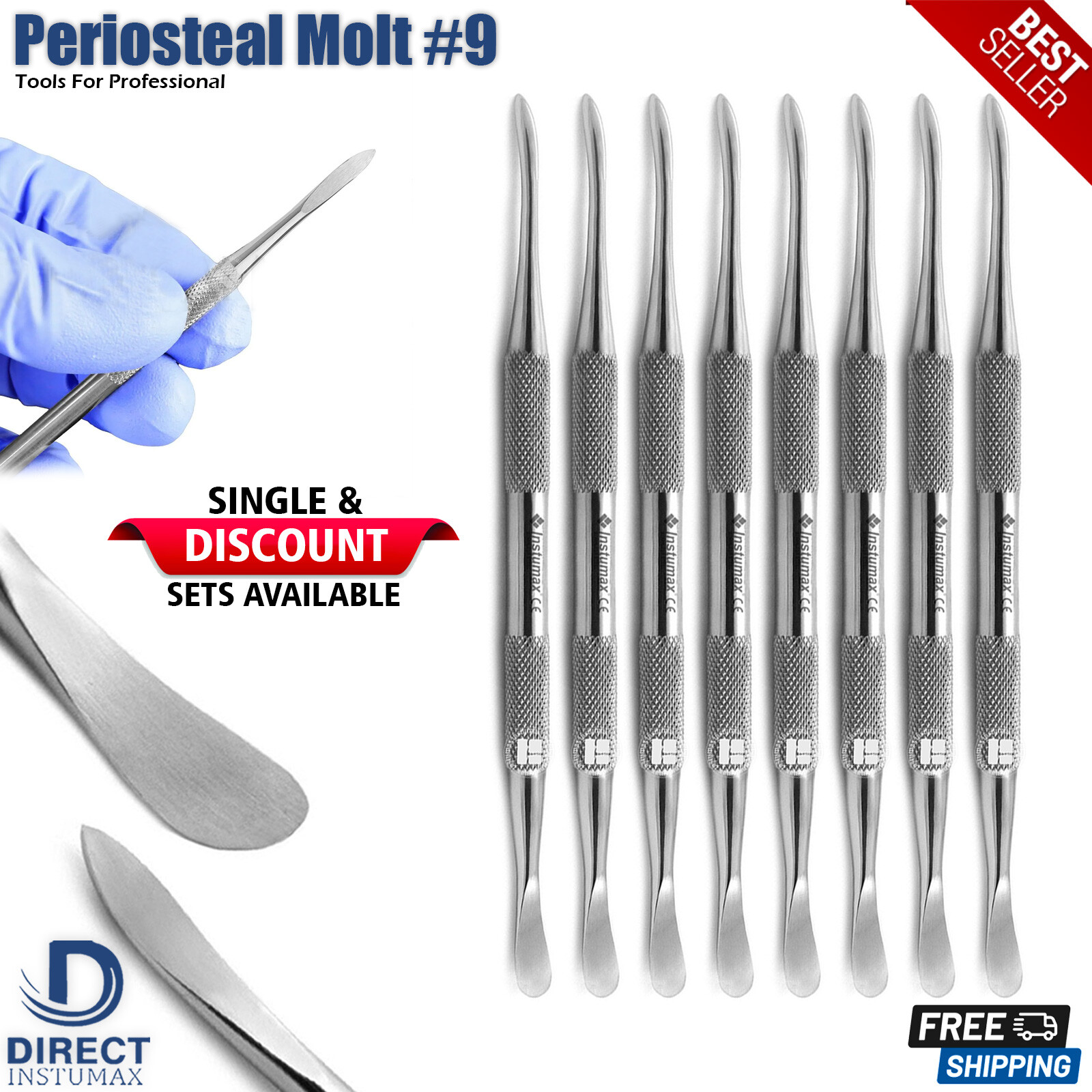 Dental Periosteal Elevator Molt #9 Double Ended German Grade Stainless Steel
