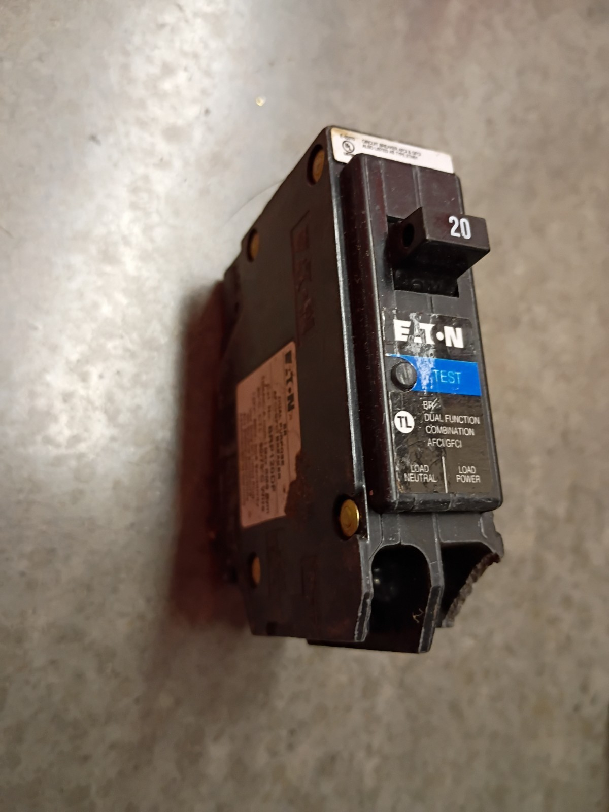 Eaton BRP120DF 120 20A 1-Pole Dual Function Circuit Breaker AFCI/GFCI READ DES.