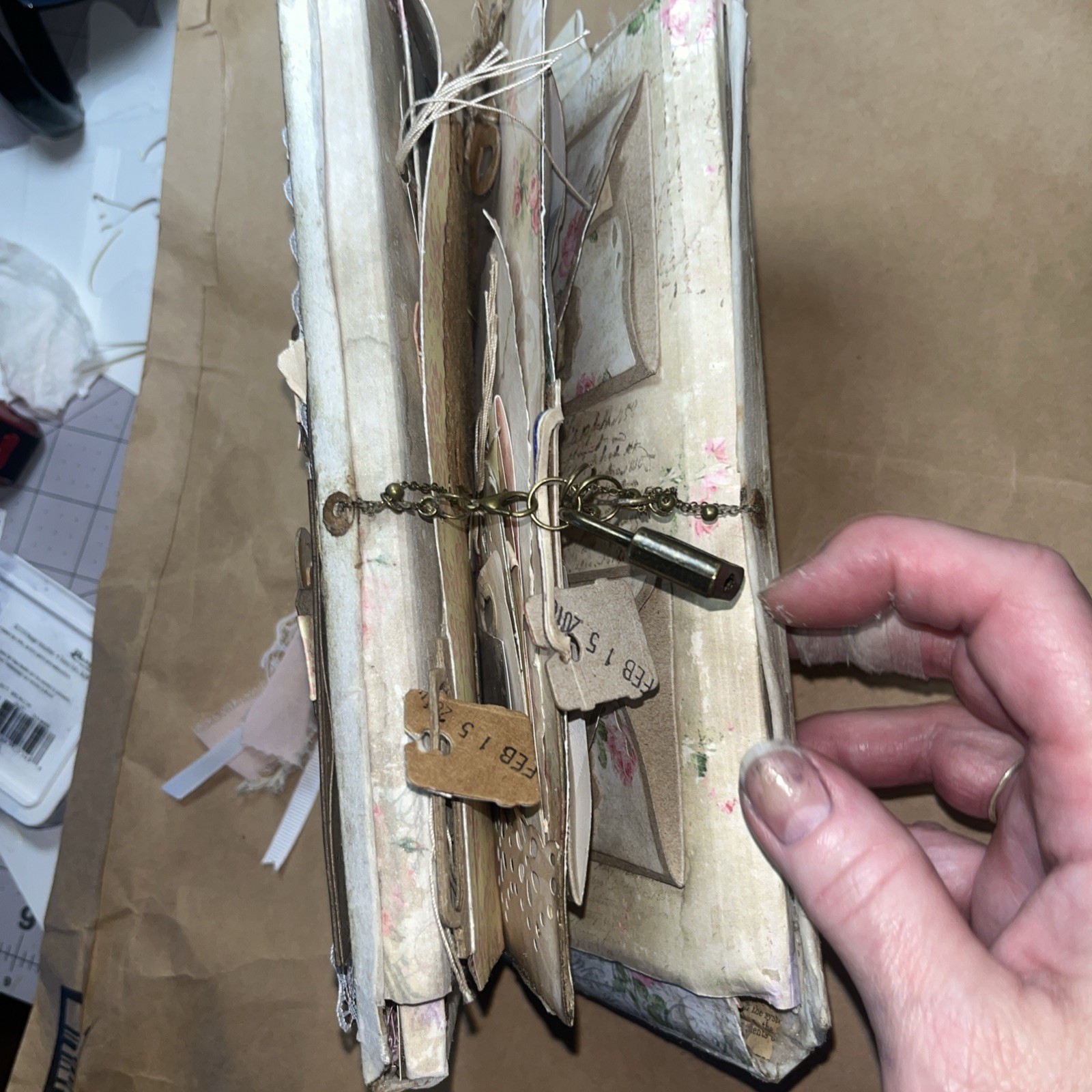 Handmade Junk Journal Folio Loaded with Flaps and Flips Working Lock And Keys