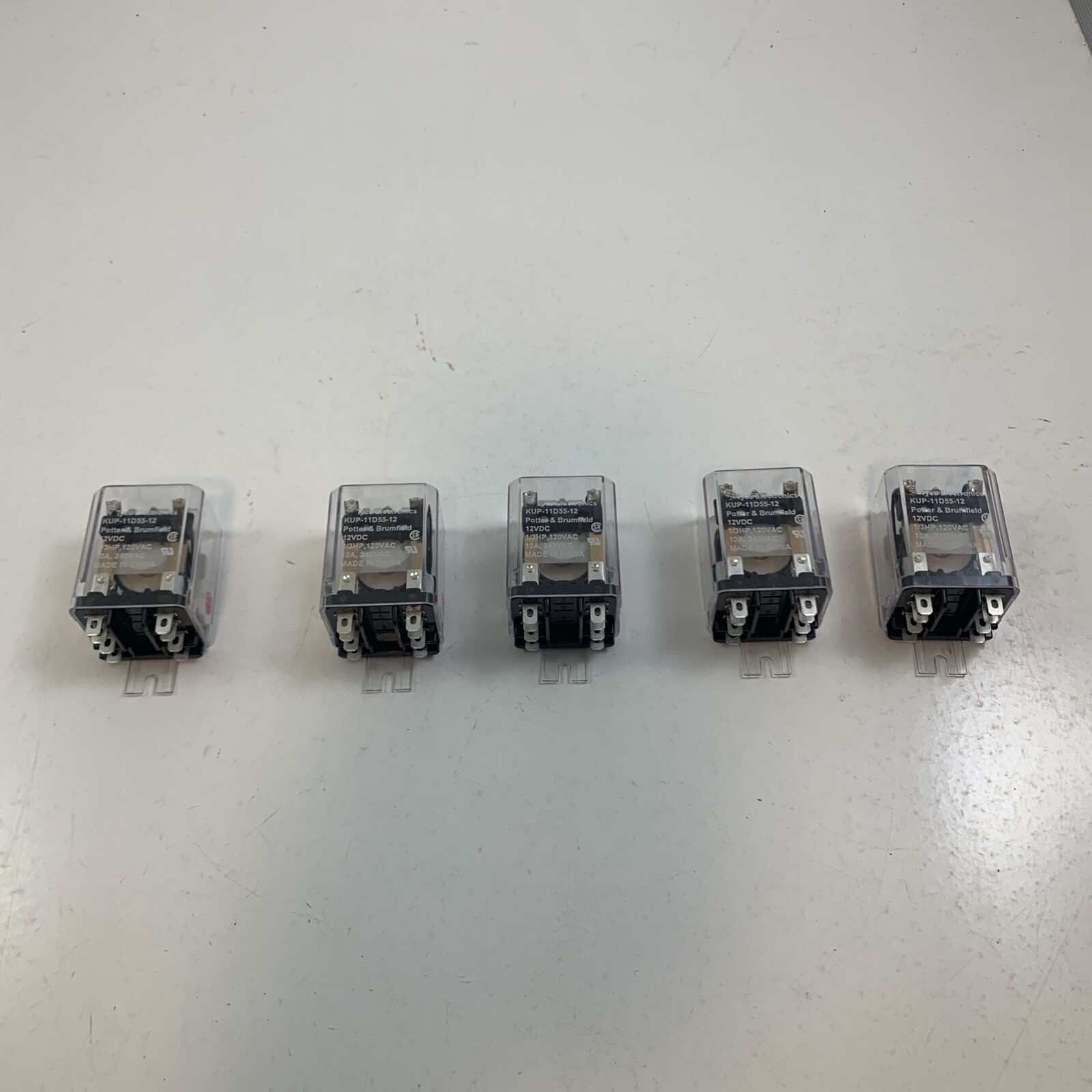 Potter & Brumfield Relay KUP-11D55-12 12VDC 1/3 HP 120AC 10A 240VAC 5 PCS #1024B