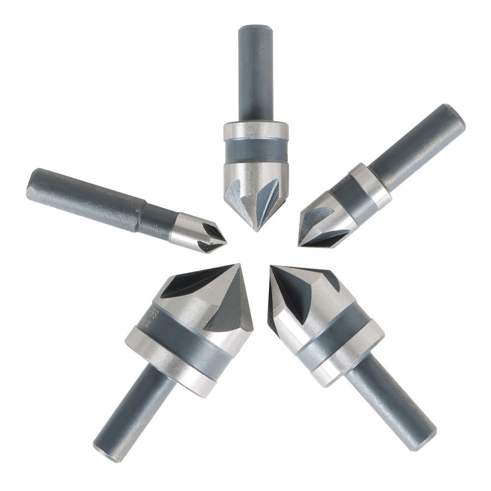 5 Pack High-Speed Steel Countersink Drill Bit Set For Metals Wood And Plastic