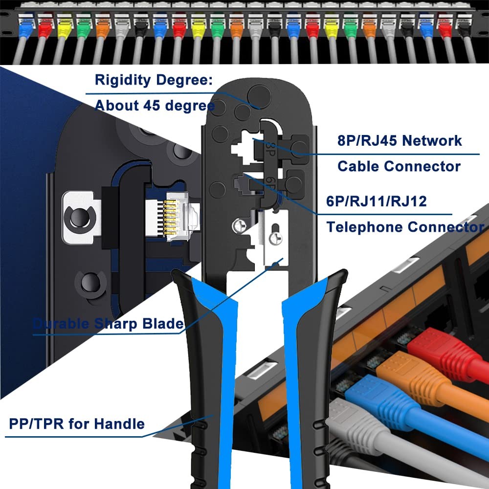 TAIWAIN RJ45 Crimper Cable Network Repair Set Tool, RJ11/RJ12 Crimp Wire Stri…