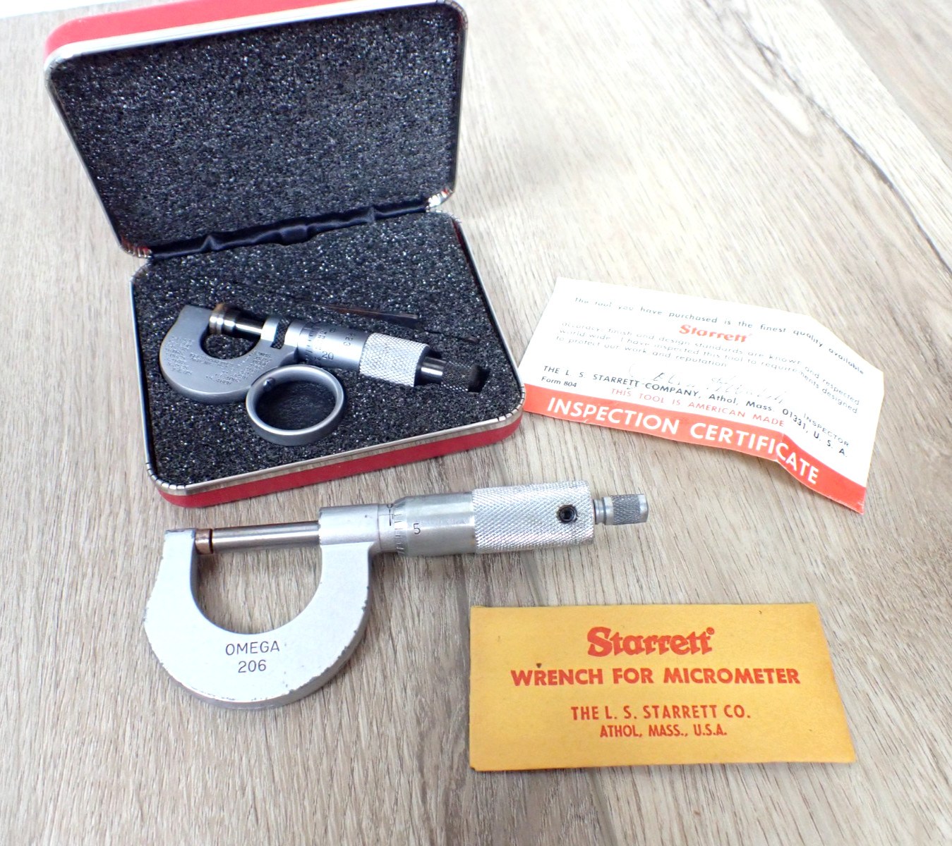 2 VINTAGE STARRETT 223 PAPER GAUGE METER MICROMETER CALIPER OMEGA 206