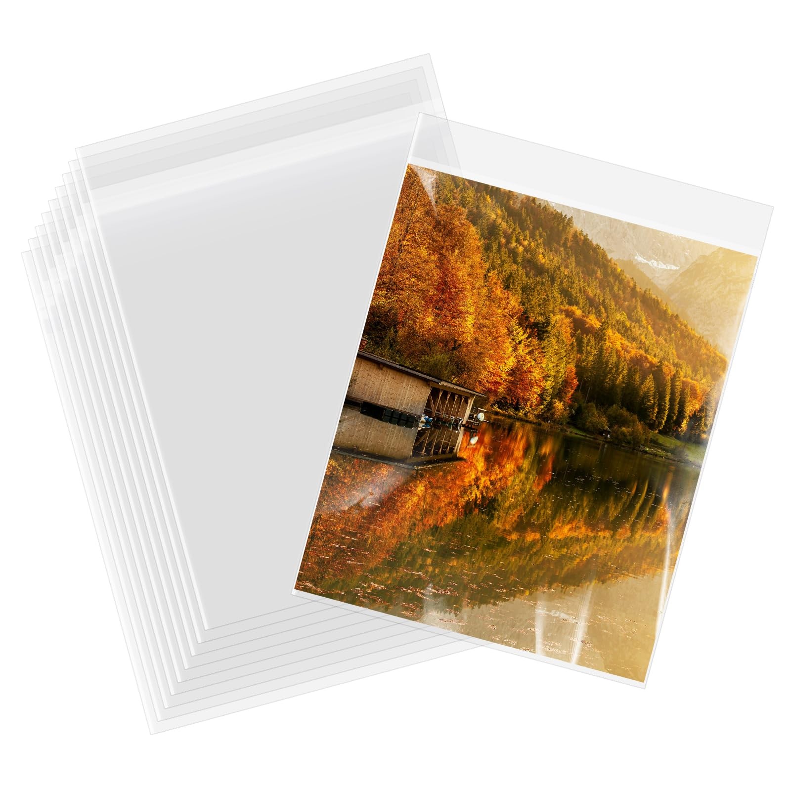 AUEAR 8″x10″ Crystal Clear Plastic Sleeves Storage Bags 8 x 10 inches,