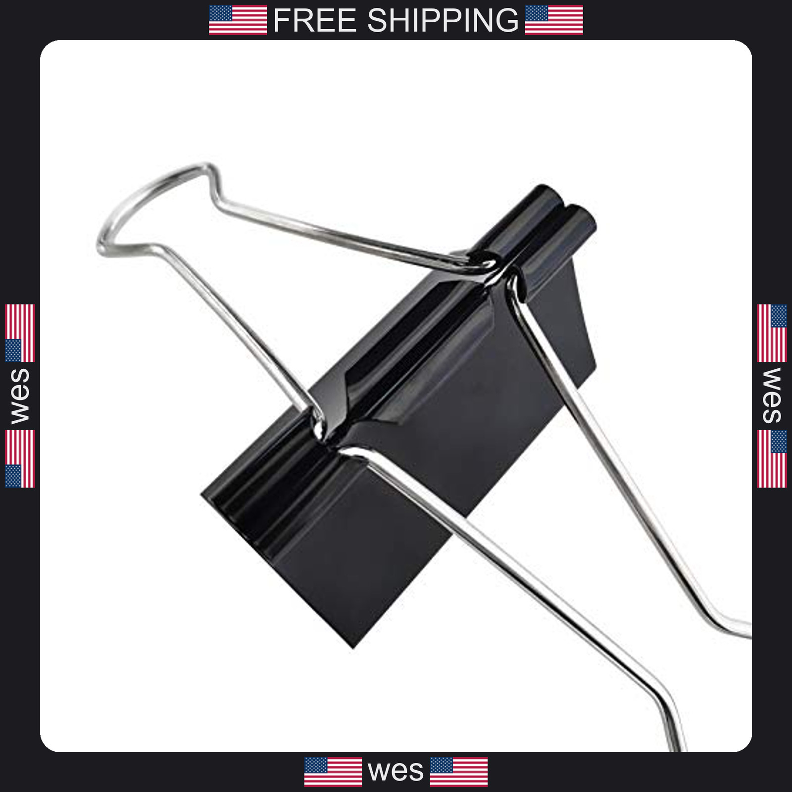 Dstelin 2.4-inch Extra Large Binder Clips 12 Pack Office Paper Clamps Black