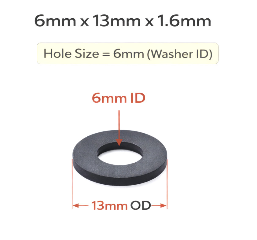 6mm ID x 13mm OD x 1.6mm EPDM Rubber Flat Sealing Washers Industrial MRO